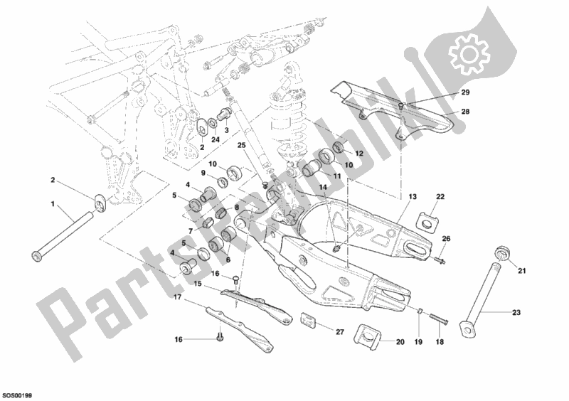 Toutes les pièces pour le Bras Oscillant du Ducati Superbike 749 S USA 2005